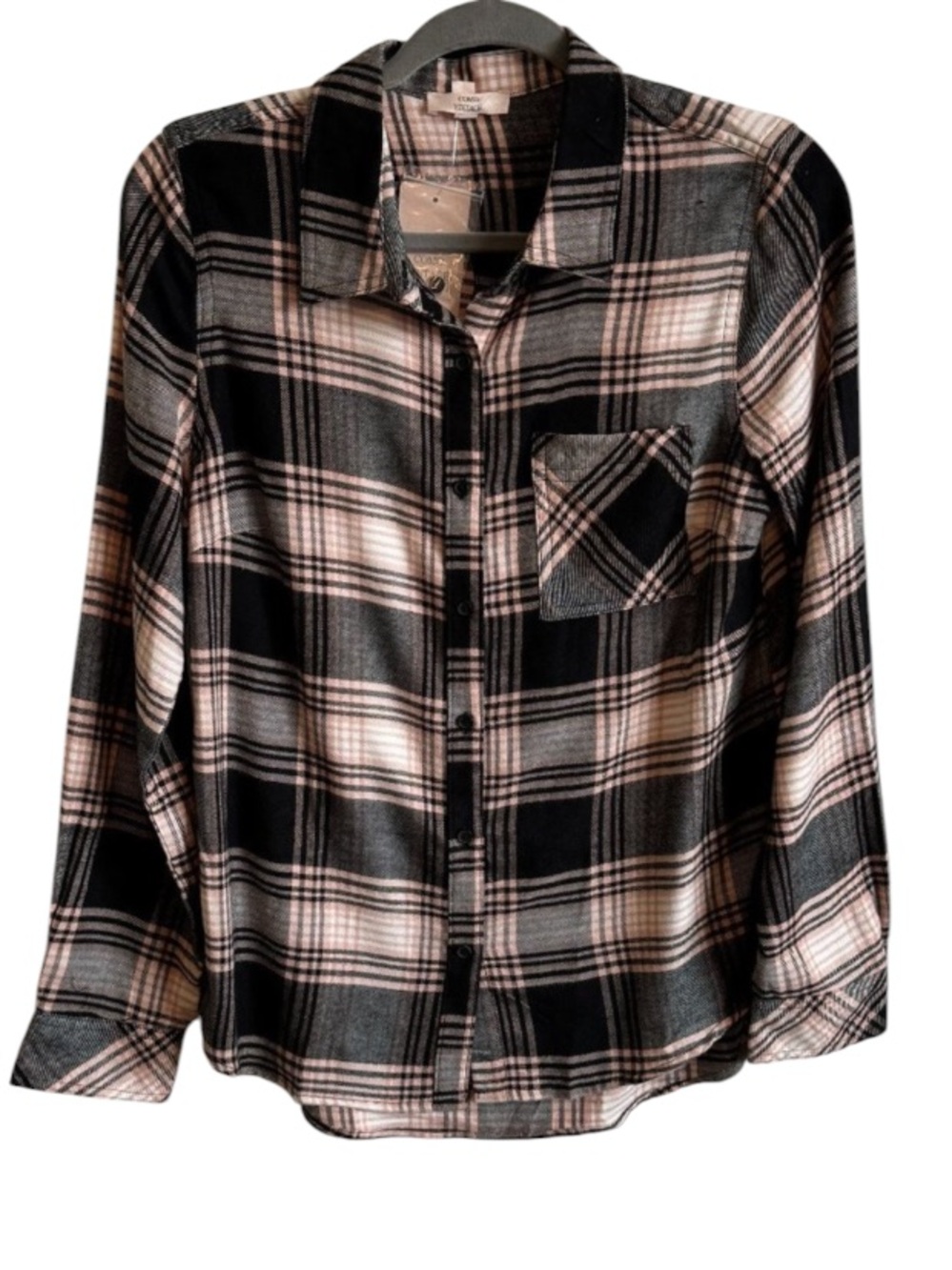 NWT! Como Vintage Soft Flannel Shirt in Sand Black Plaid
